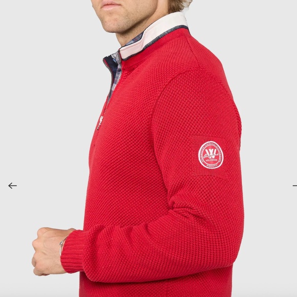 Holebrook Sweden Men's Windproof Classic Sweater Red 1/4 Zip Size XL Pullover - Picture 3 of 16